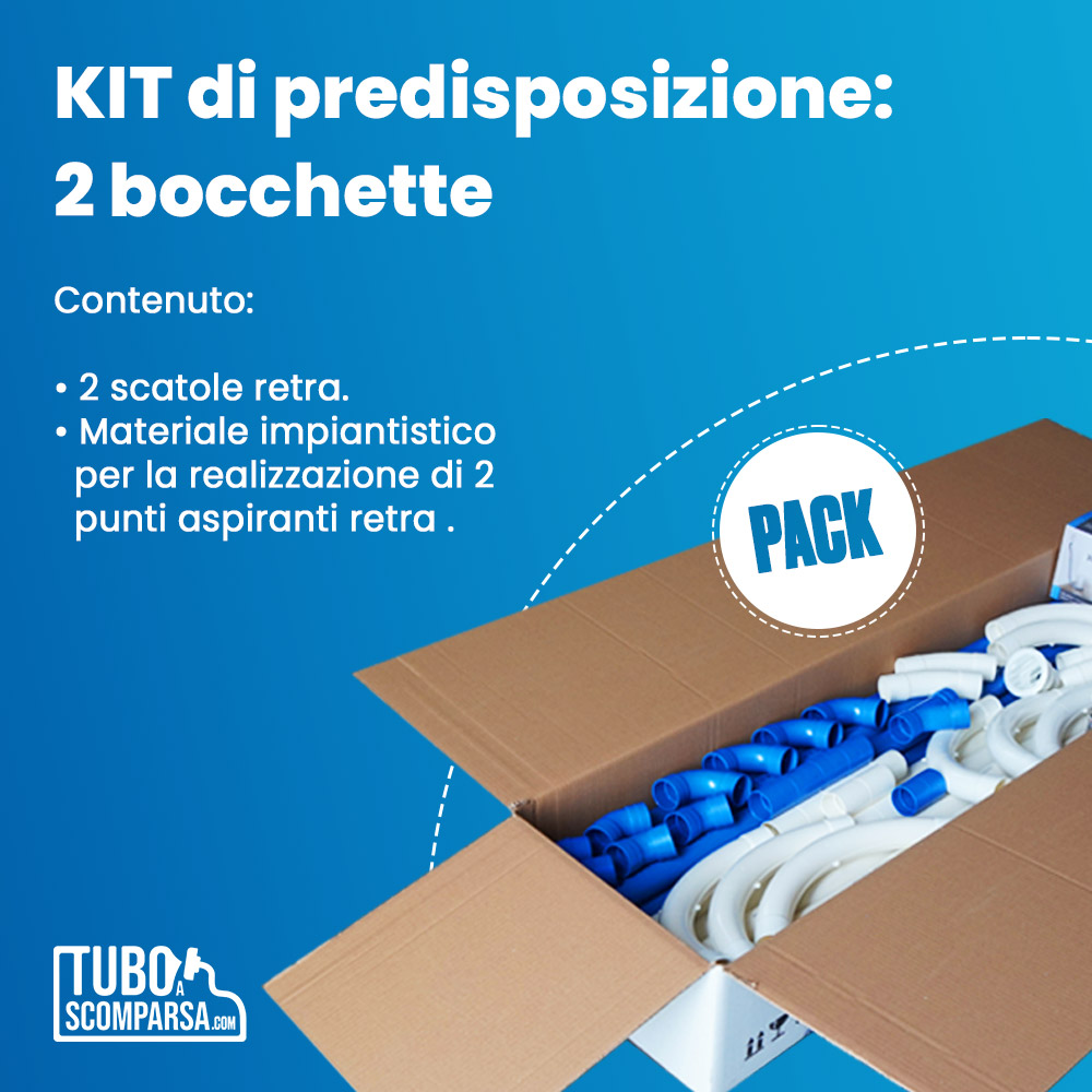 Kit predisposizione impianto aspirapolvere tubo a scomparsa 2 bocchette